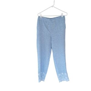 Chico's Light Blue Pinstripe High Waisted Linen Rayon Pants  Small